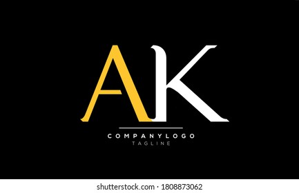  Letras alfabéticas Iniciales Logotipo Monograma AK, KA, K y A