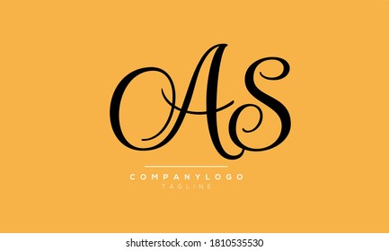  Letras alfabéticas Iniciales Monograma AS, SA, A y S