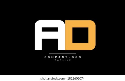 Letras alfabéticas Iniciales Logo del Monograma AD,DA