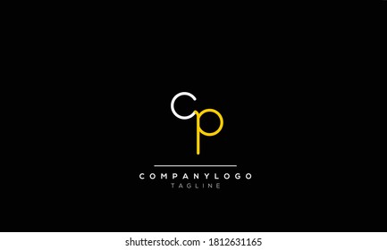 Letras alfabéticas Iniciales logotipo monograma cp, pc, c y p