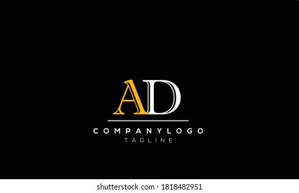 Letras alfabéticas Iniciales Logotipo de monograma AD, DA, A y D