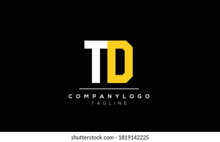 Letras alfabéticas Iniciales logotipo de monograma TD, DT, T y D