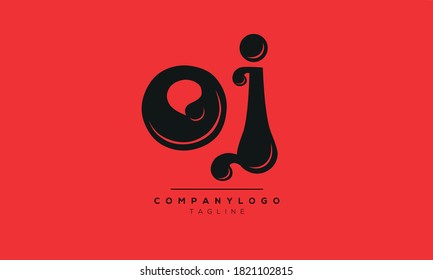 Alphabet letters Initials Monogram logo OJ,JO,O and J