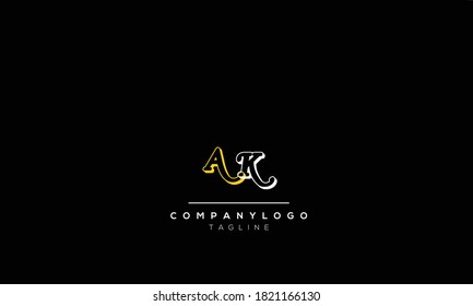 Letras alfabéticas Iniciales Logotipo Monograma AK, KA, K y A