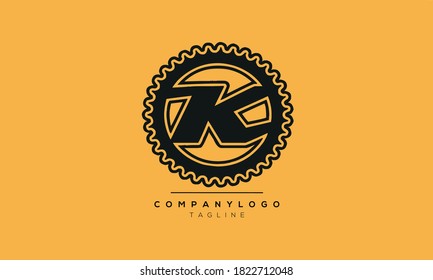 Letras alfabéticas Iniciales logotipo de monograma ICONO GEAR K