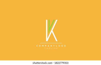 Letras alfabéticas Iniciales Monograma KV, VK, K Y V