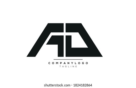 
Letras alfabéticas Iniciales Logo del Monograma AD,DA