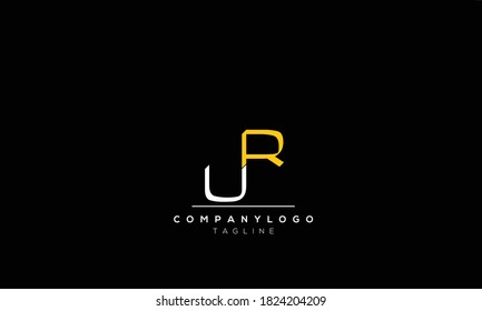 Letras alfabéticas Iniciales Monograma UR, RU, U Y R