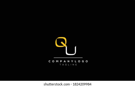 Letras alfabéticas Iniciales Logo Monograma QU, UQ, U Y Q