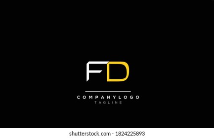 Letras alfabéticas Iniciales Logo Monograma FD, DF, F Y D