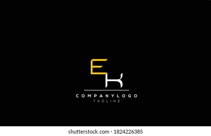 Letras alfabéticas Iniciales Logotipo Monograma EK, KE, E Y K