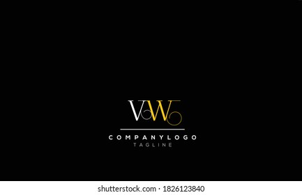 Letras alfabéticas Iniciales Logotipo Monograma vw, wv,v Y w