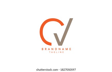 Alphabet letters Initials Monogram logo CV, CV INITIAL, CV letter, C and V