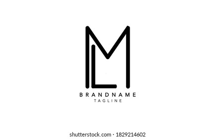 Letras alfabéticas Iniciales Logotipo de monograma LM, ML INITIAL, LM, L y M