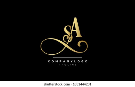 Letras alfabéticas Iniciales Monograma SA o AS