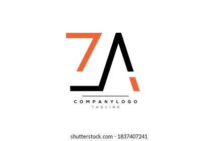 Letras alfabéticas Iniciales Monograma AZ,ZA