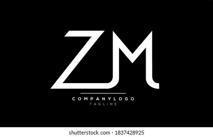 Letras alfabéticas Iniciales Monograma ZM o MZ