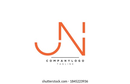  Alphabet letters Initials Monogram logo JN or NJ ,N and J