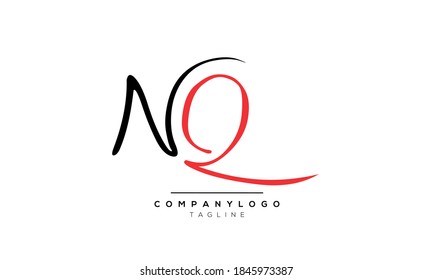 Letras alfabéticas Iniciales Logotipo Monograma NQ, QN, N y Q