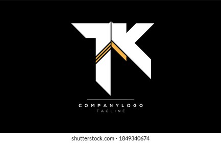 Letras alfabéticas Iniciales Logotipo Monograma TK o KT,T y K