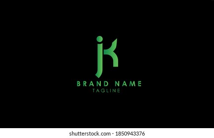 Letras alfabéticas Iniciales Logotipo Monograma JK, KJ, J y K 