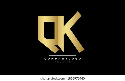Letras alfabéticas Iniciales Monograma QK o KQ