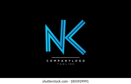 Alphabet letters Initials Monogram logo NK or KN