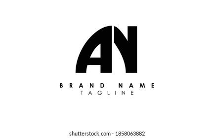 Alphabet letters Initials Monogram logo AN, NA, A and N
