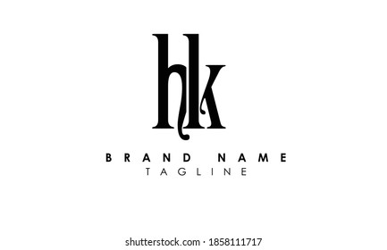 Letras alfabéticas Iniciales Logotipo de monograma hk, kh, h y k