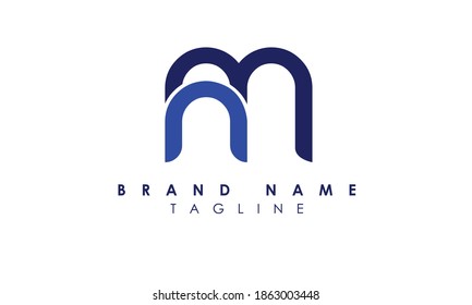 Alphabet letters Initials Monogram logo nm, mn, n and m
