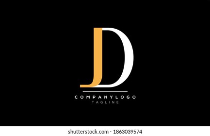 Letras alfabéticas Iniciales Monograma JD o DJ