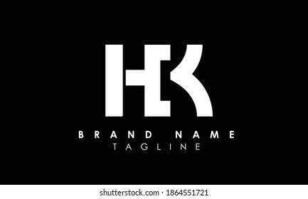 Letras alfabéticas Logotipo inicial Monograma HK, KH, H y K
