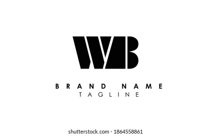 Letras alfabéticas Logo del primer monograma WB, BW, W y B