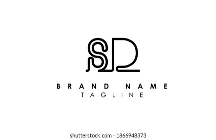Letras alfabéticas Iniciales Logotipo de monograma sd, ds, s y d