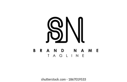Letras alfabéticas Iniciales Logotipo de monograma sn, ns, s y n