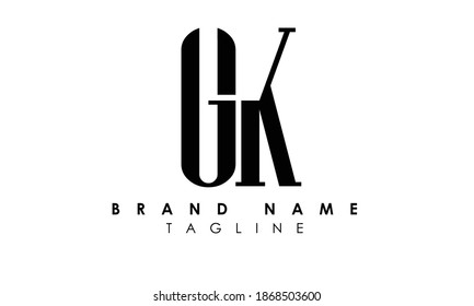 Letras alfabéticas Iniciales Logotipo Monograma GK, KG, G y K