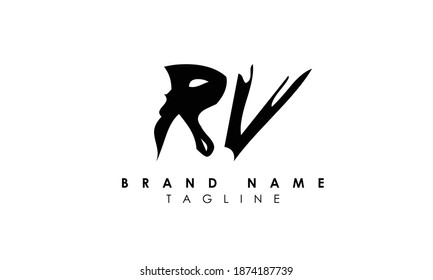Letras alfabéticas Iniciales Logotipo Monograma RV, VR, R y V