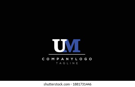 Alphabet letters Initials Monogram logo UM,MU,U and M