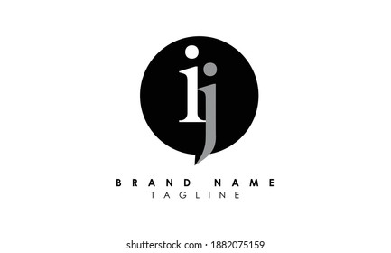 Letras alfabéticas Iniciales Logotipo Monograma IJ, JI, I y J