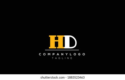 Letras alfabéticas Iniciales Logotipo de monograma hd, dh, h y d