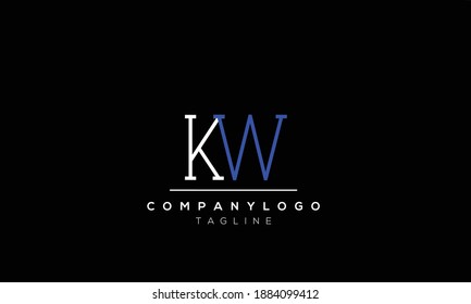 Letras alfabéticas Iniciales Logotipo Monograma kw, wk, w y k