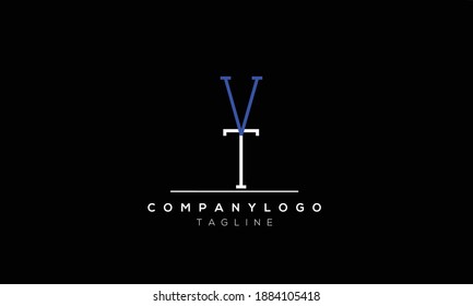 Alphabet letters Initials Monogram logo  vt,tv,v and t