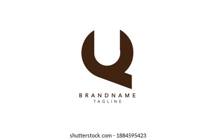Alphabet letters Initial Monogram Logo QU, QU INITIAL, QU Brief, Q und U