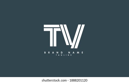 Alphabet letters Initials Monogram logo TV, VT, T and V