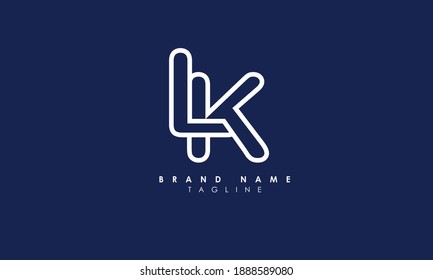 Letras alfabéticas Iniciales Logotipo Monograma LK, KL, L y K
