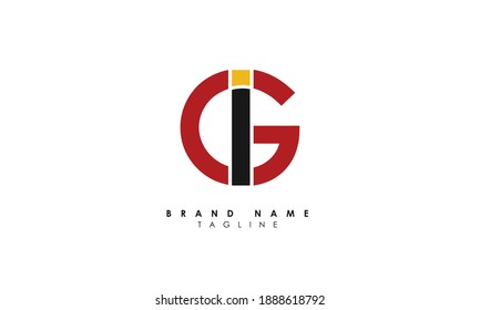 Letras alfabéticas Iniciales logotipo de monograma IG, GI, I y G