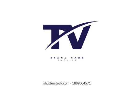 Alphabet letters Initials Monogram logo TV, VT, T and V