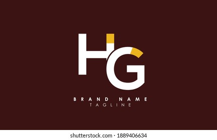 Letras alfabéticas Iniciales Logotipo Monograma HG, GH, H y G