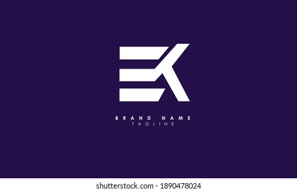 Alphabet letters Initials Monogram logo EK,   E and K, Alphabet Letters EK minimalist logo design in a simple yet elegant font, Unique modern creative minimal circular shaped fashion brands