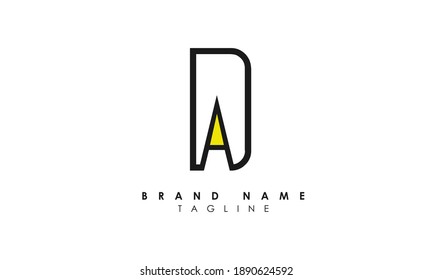 Letras alfabéticas Iniciales Monograma AD, D y A, Alfabet Letters DA diseño de logotipo minimalista en un tipo de letra simple pero elegante, Moderno y creativo único marcas de moda en forma circular minimalista